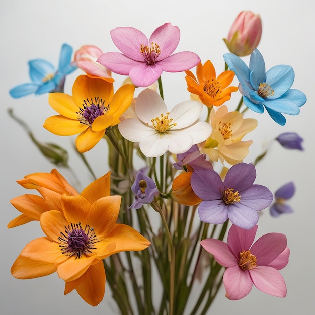 Bouquet de crocus em um fundo cinzento Flores de primavera