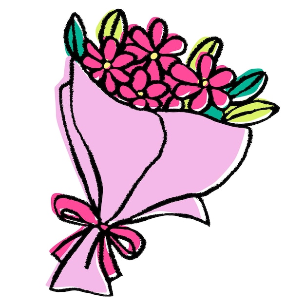 Bouquet de flores adesivo png Valentines rabiscado em fundo transparente