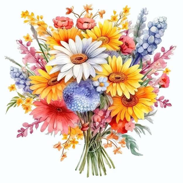 Bouquet de flores de aguarela