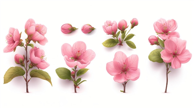 Bouquet de flores de cerejeira de sakura de primavera Ilustração de árvore de primavera