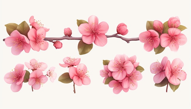 Bouquet de flores de cerejeira de sakura de primavera Ilustração de árvore de primavera