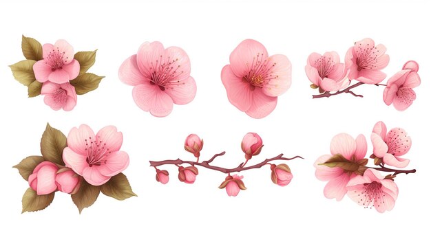 Bouquet de flores de cerejeira de sakura de primavera Ilustração de árvore de primavera