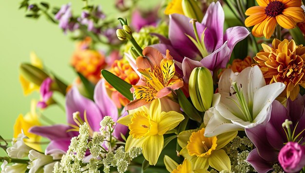 Bouquet de flores de primavera brilhantes criando uma sensação de frescura e renovação O conceito da beleza da natureza