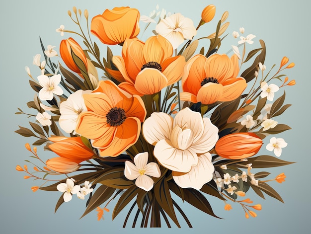 Bouquet de flores de primavera em estilo retro Ilustração vetorial