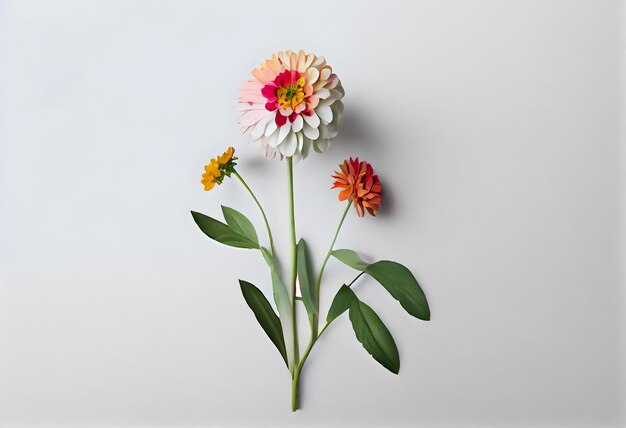 bouquet de flores de zinnia em fundo branco