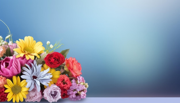 Bouquet de flores frescas com espaço para conceito de primavera de texto