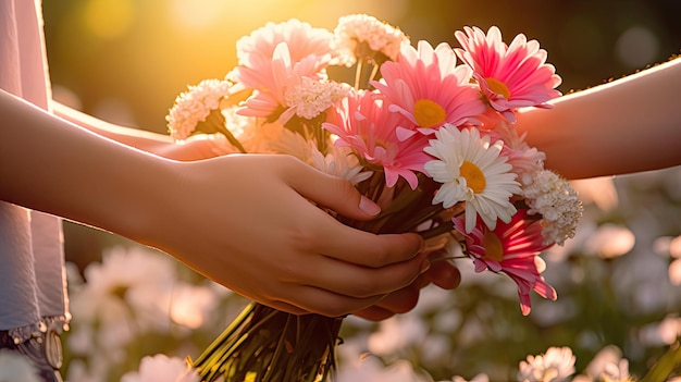 Foto bouquet de flores na mão