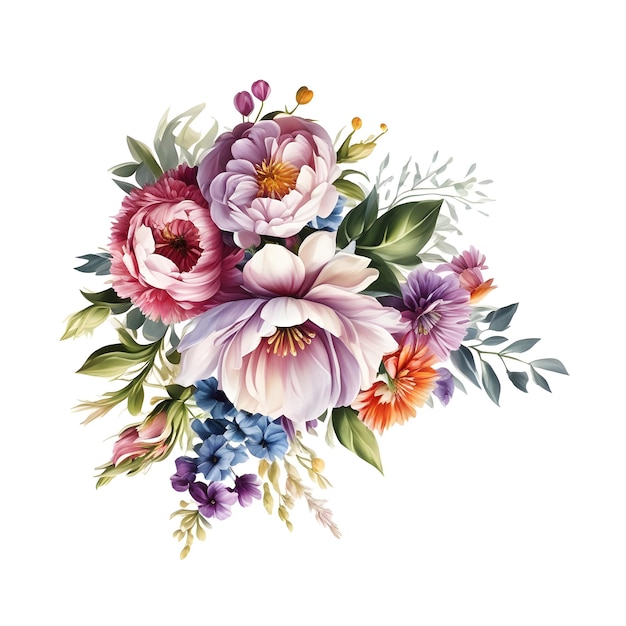 Bouquet de flores pintado digitalmente