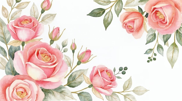 Bouquet de rosas rosas aquareladas