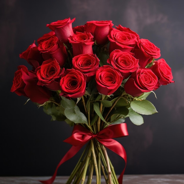 Bouquet de rosas vermelhas para o dia dos namorados com espaço para texto