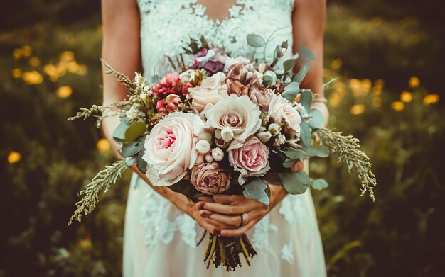 El bouquet es de estilo vintage.