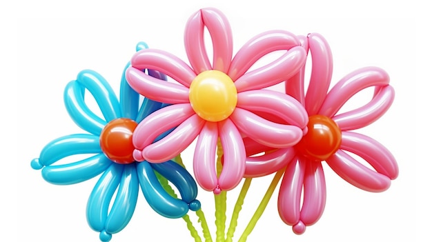 Foto bouquet multicolor de flores feito de balões isolados em fundo branco