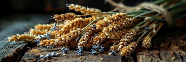 Bouquet Ripe Golden Spikelets trigo amarrado Imagem de fundo