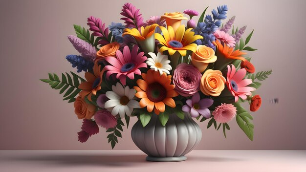 Bouquet vibrante colorido de várias flores 8 de março bandeira dia das mães