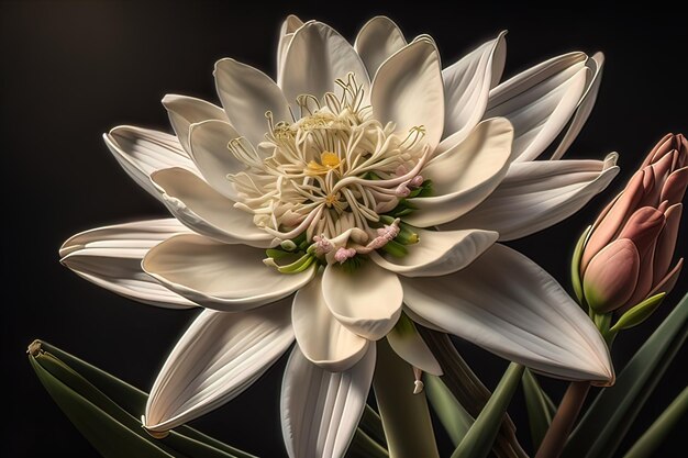 Bouquet von Schneeglöckchen auf schwarzem Hintergrund Studiofotografie ai generative