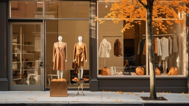 Boutique de moda contemporánea en un otoño encantador