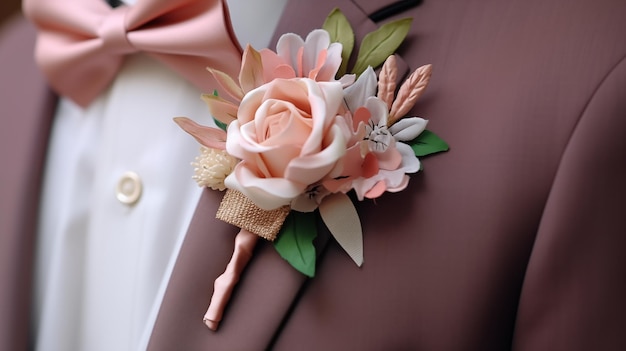 Foto boutonnieres em ternos de homens boutonniere de verão em terno conceito de casamento