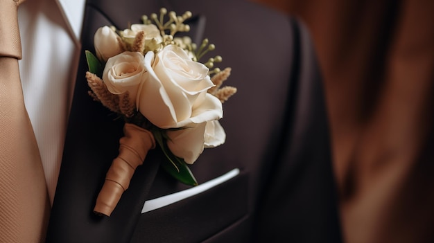 Foto boutonnieres em ternos de homens boutonniere de verão em terno conceito de casamento