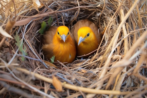 Foto bowervögel, die glänzende gegenstände auswählen, um ihre nester zu schmücken