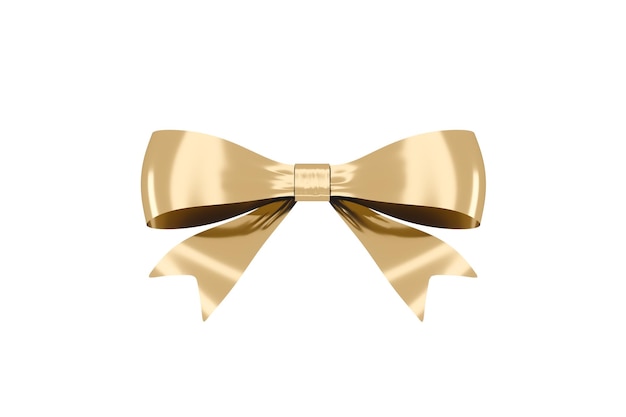 Bowknot dorado con renderizado 3d de fondo blanco