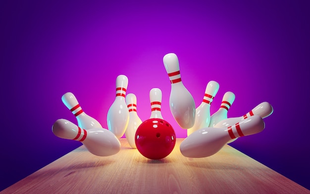 Foto bowling strike - bola batendo pinos no beco