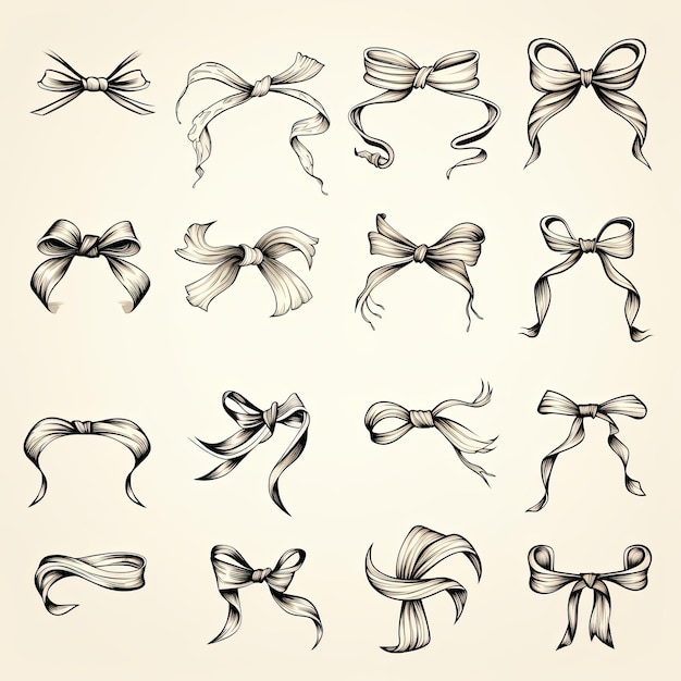 Foto bows set stock-illustration