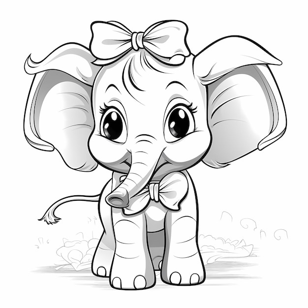 Bowtiful Baby Ellie Cute Cartoon Elephant Malbuch