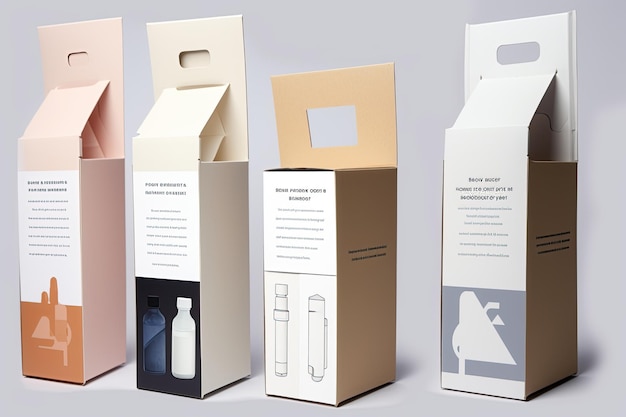 Foto box design es un concepto de packaging visualmente atractivo y funcional que combina elementos estéticos con practicidad. generado con ia.