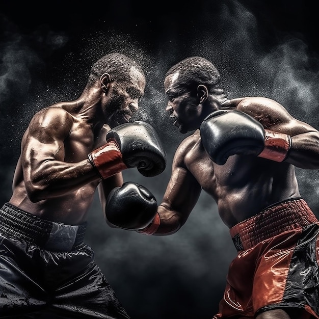 boxeador lutando no ringue de boxe