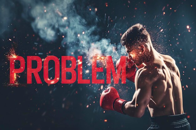 boxeador no ringue e um sinal com um texto que diz "Problema"