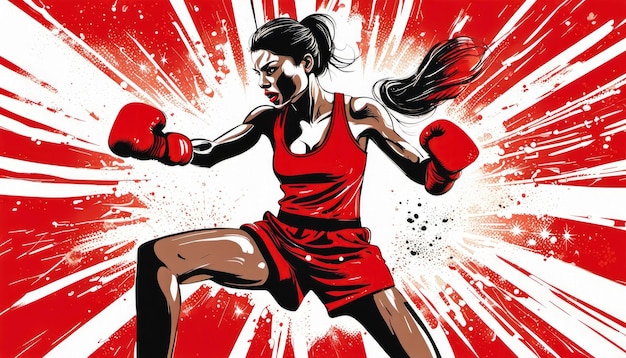 Una boxeadora experta en una cautivadora ilustración vectorial