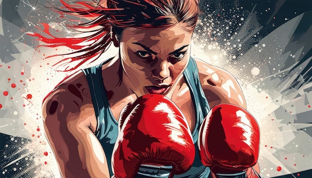 Una boxeadora experta en una cautivadora ilustración vectorial