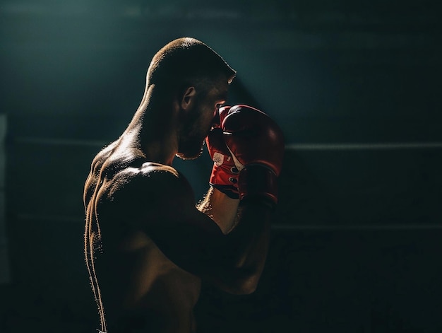 Foto los boxeadores se enfrentan en un partido intenso