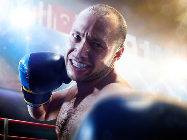 Foto boxeadores profesionales en el ring