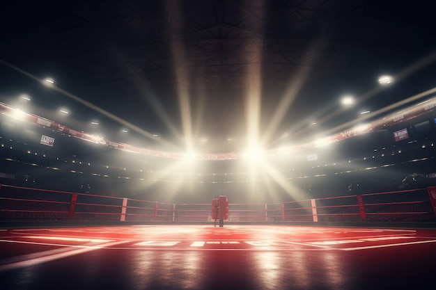 boxer arena Ring de boxeo vacío aislado con luz generativa ai