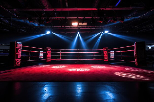 boxer arena Ring de boxeo vacío aislado con luz generativa ai