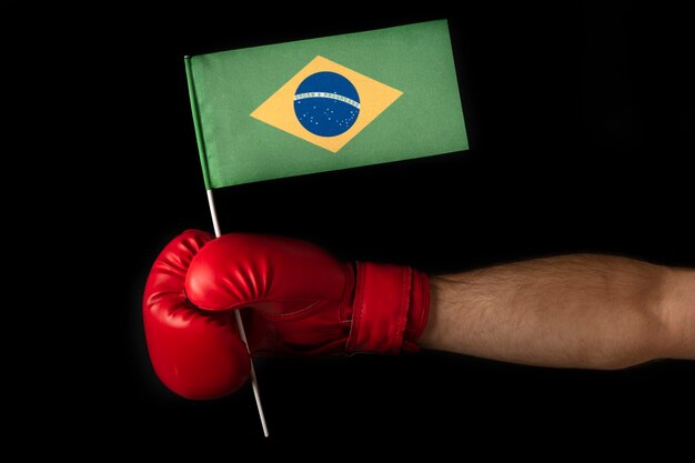 Boxer segura bandeira do brasil