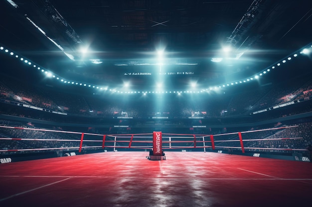 Boxerarena Isolierter leerer Boxring mit Licht Generative KI