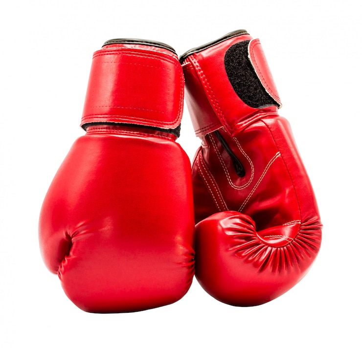 Foto boxhandschuh lokalisiert auf weiß mit beschneidungspfad