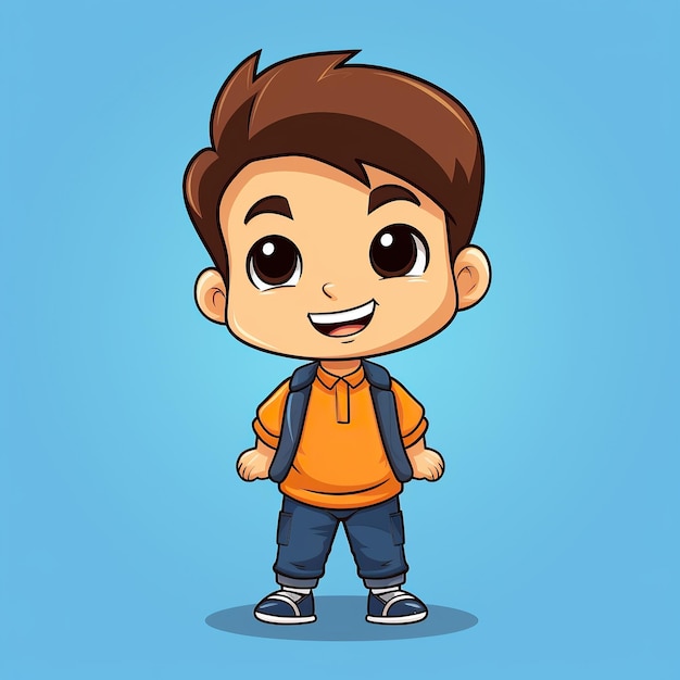 Foto a boy flat cartoon character illustration