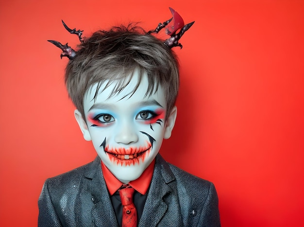 Boy Smile schminkt sich als Bösewicht für die Halloween-Party