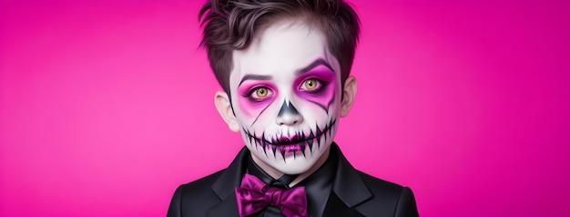 Boy Smile se maquia como malvado para festa de Halloween