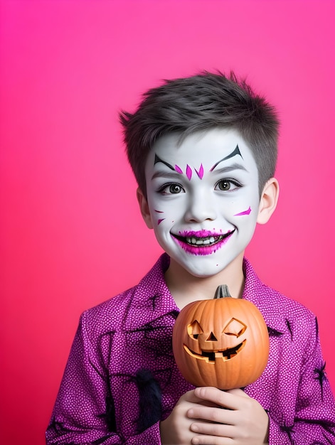 Boy Smile se maquia como malvado para festa de Halloween