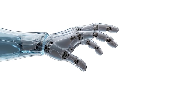 Foto braço robótico de inteligência artificial isolado em fundo branco