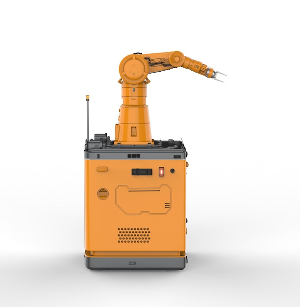 Braço robótico laranja portátil com módulo de estação