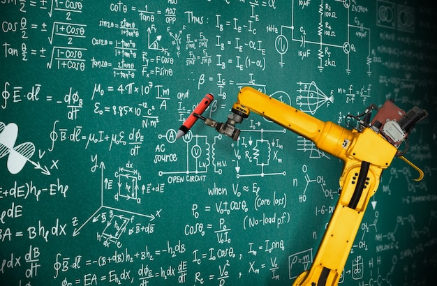 Braço robótico que analisa matemática para solução de problemas da indústria mecanizada