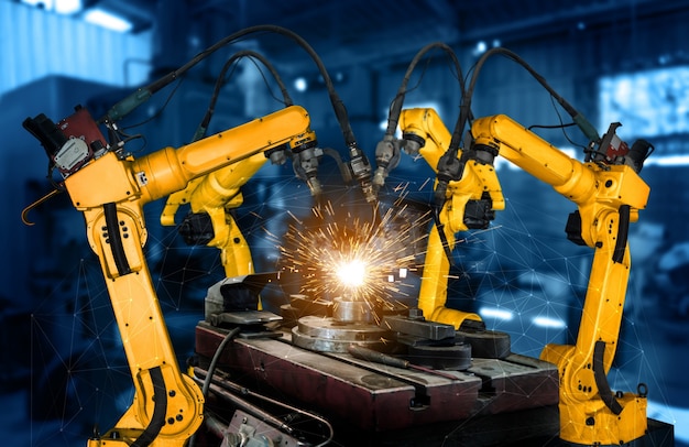 Braços robóticos inteligentes da indústria para tecnologia de produção de fábrica digital