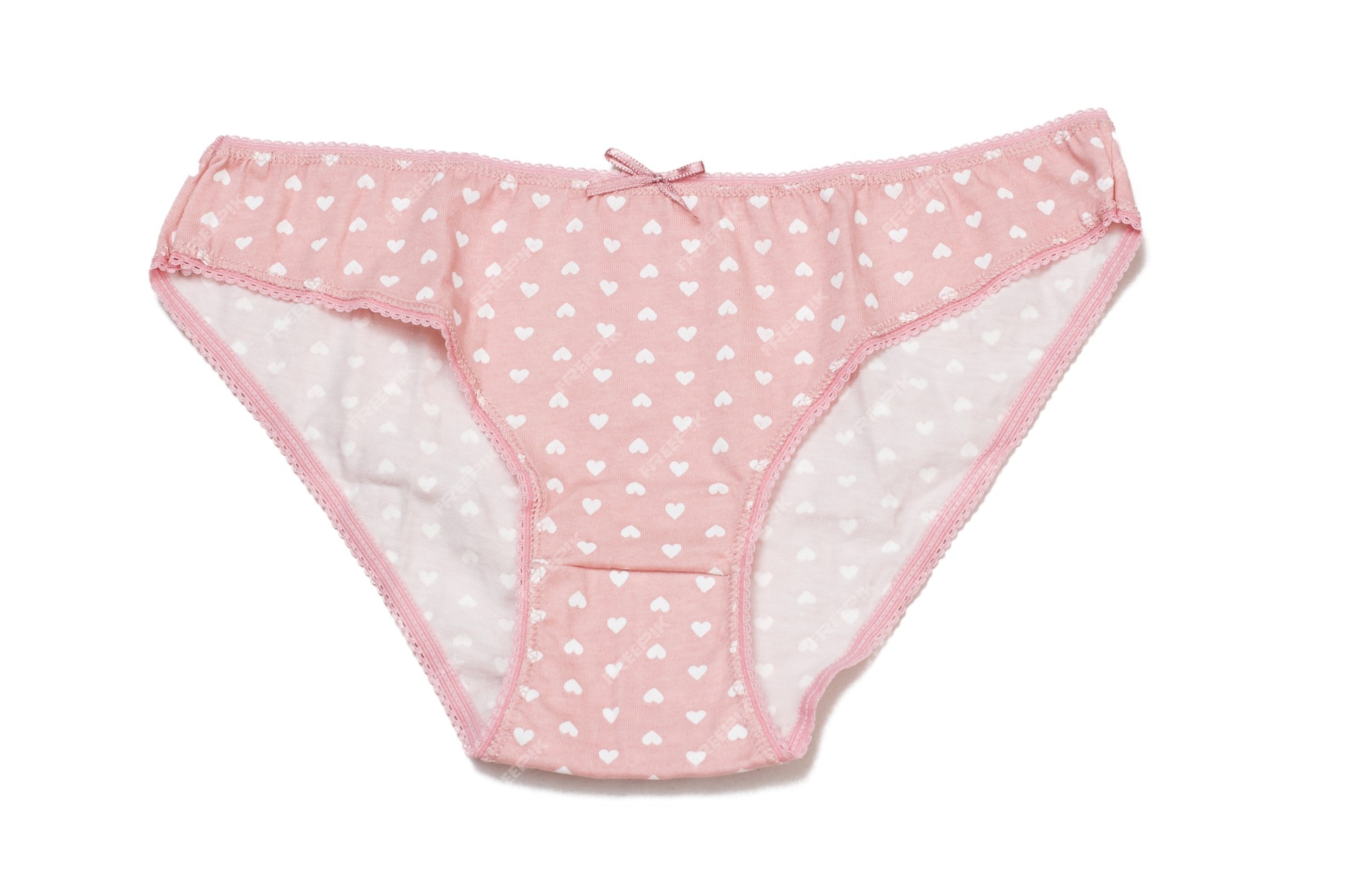 Bragas de algodón rosa fondo blanco aislado. conjunto ropa interior de mujer. vista superior. | Foto Premium