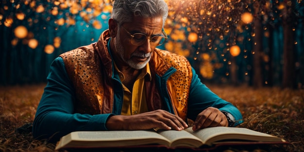 Braille-Tagesbild mit einem Mann, der ein Buch liest