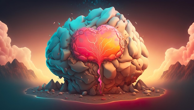 Brain Mind Surrealismus Kreative Illustration Ai Generate